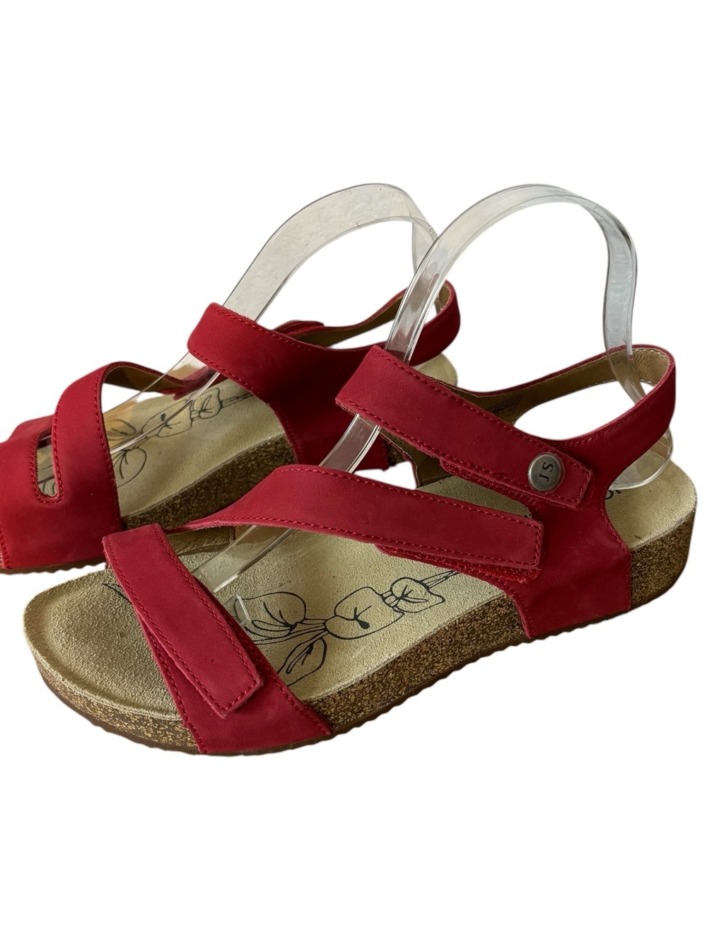 Josef Seibel sandals red strappy cork wedge low heel women’s size US 9 EU 40